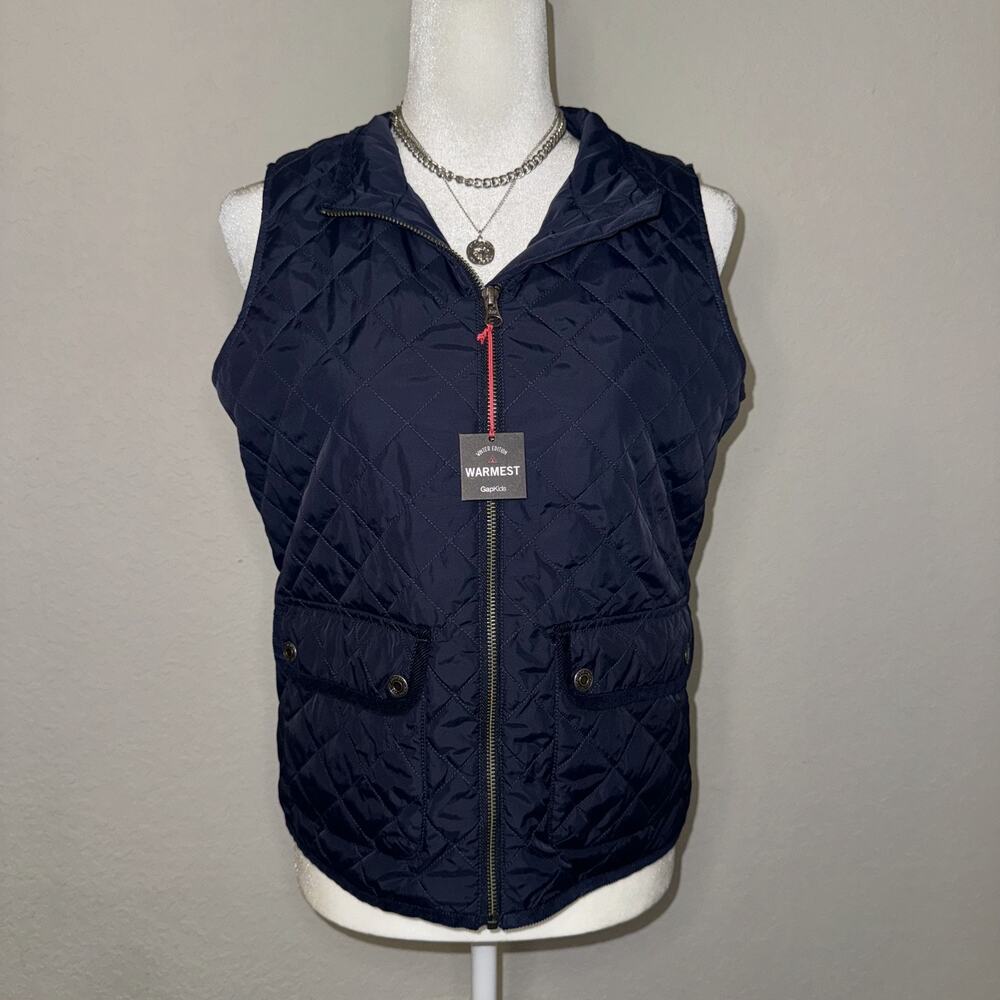 GapKids‎ Quilted Vest Girls XXL 14-16 Navy Blue Pockets Full Zip Winter Edition